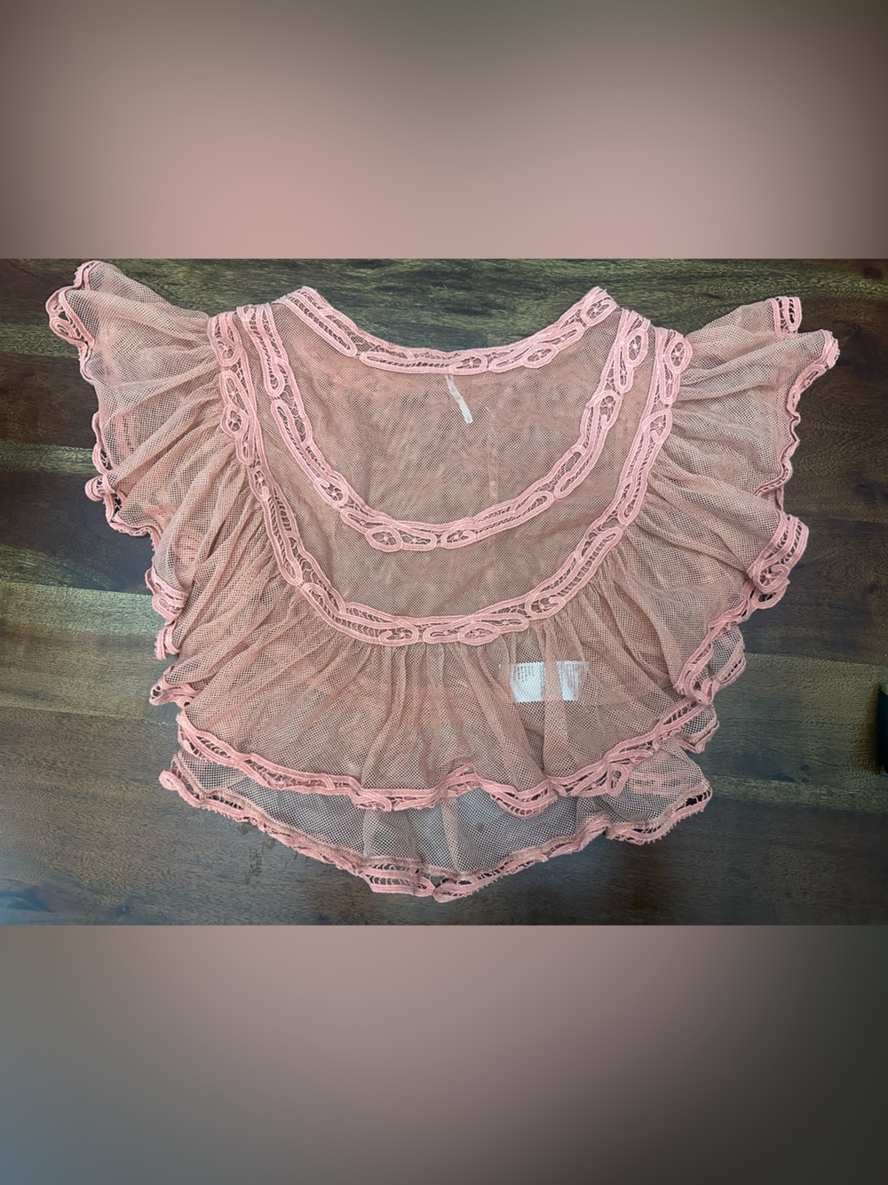 Free People Sheer Ruffle Lace-Trim Women’s Top - Pink / Peach